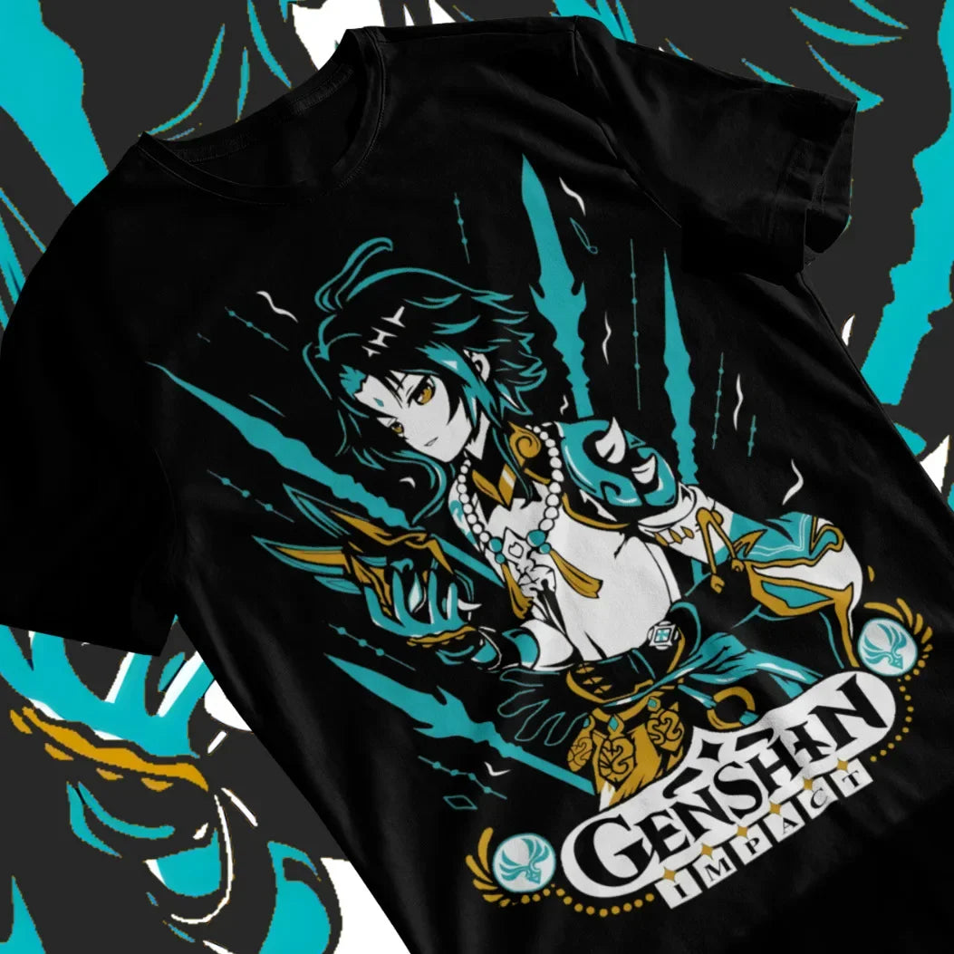 Here at Everythinganimee we have only the best anime merch! Free Global Shipping.
Channel the power of the Yaksha Adeptus with this dynamic Xiao Genshin Impact Shirt. Designed for true fans of the hit game Genshin Impact, this tee features an electrifying depiction of Xiao, the vigilant protector of Liyue. 