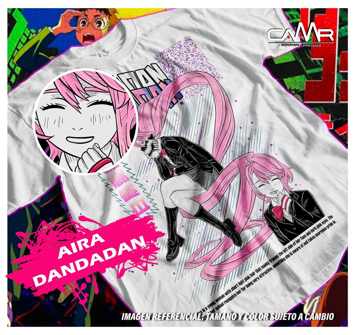 Immerse yourself in this striking Aira Tee, perfect for any Aira fan. Looking for more Dandadan merch? Explore our full collection of anime merch now!