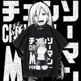 Power Chainsaw Man Manga Graphic Oversized Cotton Tee