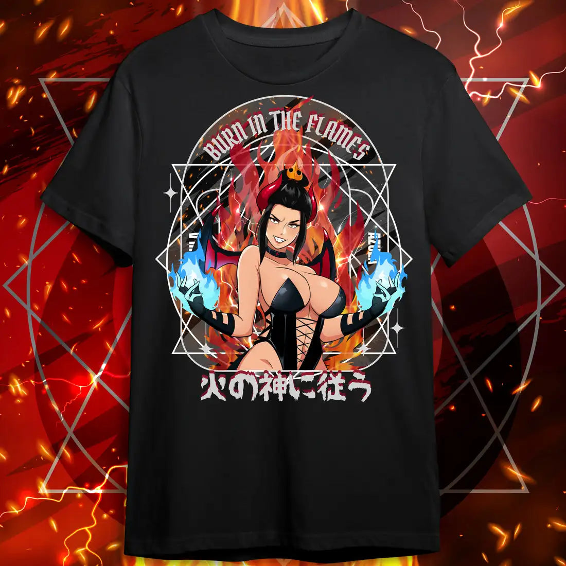 Here at Everythinganimee we have the best anime shirts in the world.
Ignite your style with the Succubus Azula Flames Tee, featuring the fierce and fiery Azula as a seductive succubus. This shirt combines bold, vibrant artwork with a dark, edgy aesthetic, perfect for fans of intense characters and unique designs. 