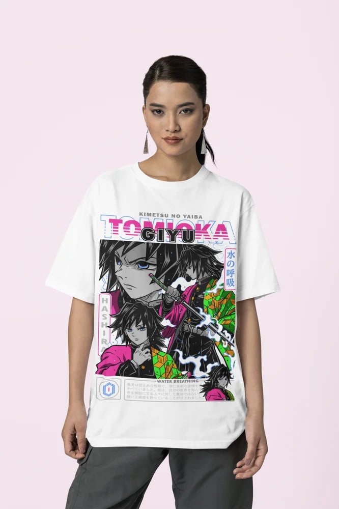 Immerse yourself in this striking Giyu Tomioka Tee, perfect for anime fans. Looking for more Demon Slayer merch? Explore our full collection of anime merch now!