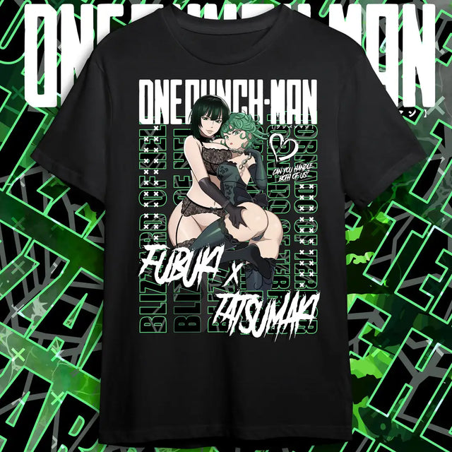 Here at Everythinganimee we have only the best anime merch! Free Global Shipping.
Turn heads with this sizzling Fubuki and Tatsumaki T-Shirt from One Punch Man. Featuring the dynamic duo in a seductive pose, this 100% cotton tee combines style with a touch of allure. Perfect for any fan of the series