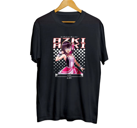 Here at Everythinganimee we have the best anime shirts in the world.
Show your love for the sensational virtual YouTuber AZKI with this eye-catching tee. The vibrant design featuring AZKI in her iconic pink outfit is perfect for fans who want to bring their favorite VTuber into their daily style.