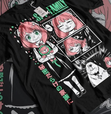 Here at Everythinganimee we have the best anime shirts in the world.
Step into the quirky world of Spy x Family with this playful Anya Expressions Tee, featuring a collection of Anya’s most iconic and hilarious faces. This design captures her unique personality.