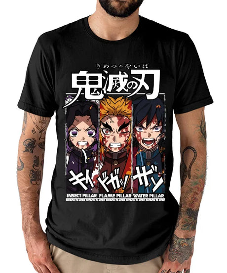 Immerse yourself in this striking characters Tee, perfect for anime fans. Looking for more Demon Slayer merch? Explore our full collection of anime merch now!