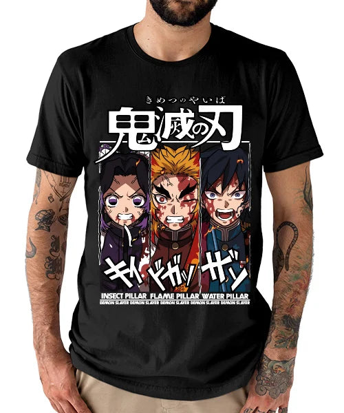 Immerse yourself in this striking characters Tee, perfect for anime fans. Looking for more Demon Slayer merch? Explore our full collection of anime merch now!