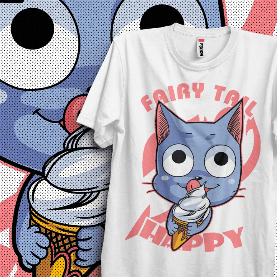 This tee captures the magic of Happy. If you're looking for more Fairy Tail merch, we have it all! Check out our anime merch now—free shipping!