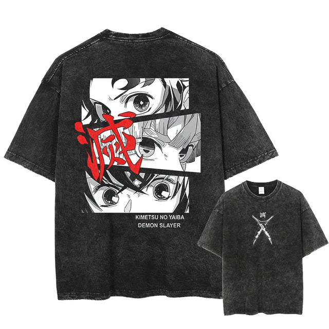 Here at Everythinganimee we have the best anime shirts in the world. 
Showcase the intensity of Demon Slayer with this striking shirt, featuring a close-up of the eyes of your favorite characters from the series.