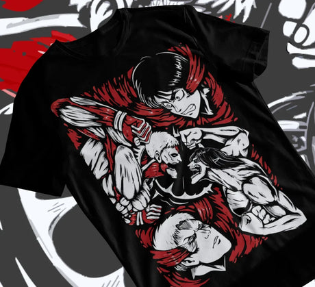 Here at Everythinganimee we have only the best anime merch! Free Global Shipping.
Embrace the epic rivalry between Eren Yeager and Reiner Braun with this striking Attack on Titan T-Shirt.