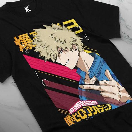 This tee captures the magic of Katsuki Bakugo. If you're looking for more My Hero Academia merch, we have it all! Check out our anime merch now—free shipping!