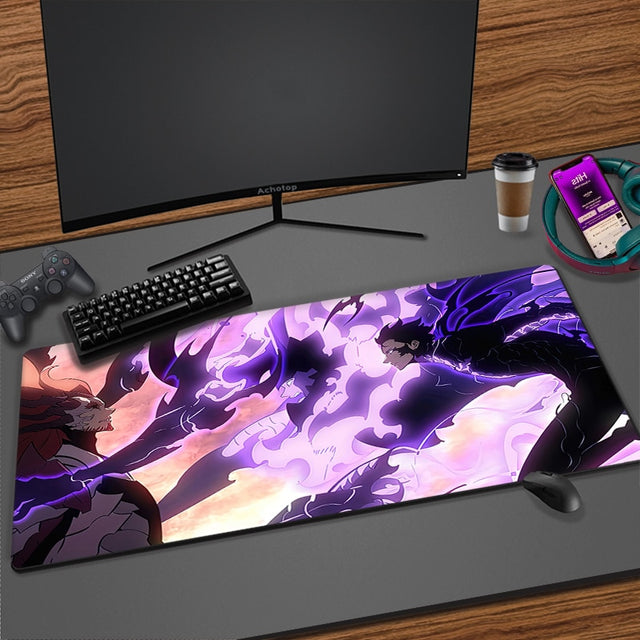 Solo Leveling Mouse Pad Manga Sung Jinwoo Anime Mousepad XXL Large Computer Mouse Mat Rubber Table Carpet 900x400mm Desk Mat Pad, everythinganimee