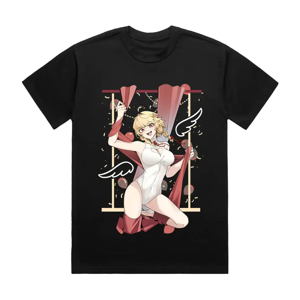 Here at Everythinganimee we have the best anime shirts in the world.
Step into a world of elegance with this captivating Angel Steps Acrobat tee. The detailed design showcases the alluring grace of the angelic acrobat as she strikes a pose, surrounded by soft wings and flowing drapery.