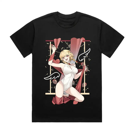 Here at Everythinganimee we have the best anime shirts in the world.
Step into a world of elegance with this captivating Angel Steps Acrobat tee. The detailed design showcases the alluring grace of the angelic acrobat as she strikes a pose, surrounded by soft wings and flowing drapery.