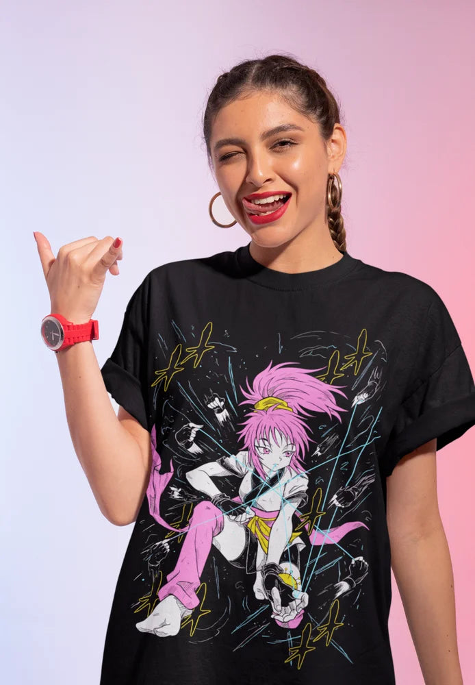 This kawaii tee features the formidable Machi in action, embodying both power and elegance. If you are looking for more Hunter X Hunter Merch, We have it all! | Check out all our Anime Merch now!