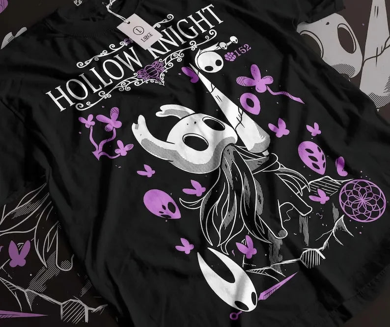 Here at Everythinganimee we have the best anime shirts in the world. 
Enter the mystical world of Hollow Knight with this stunning tee that brings the dream-like atmosphere of Hallownest to life.