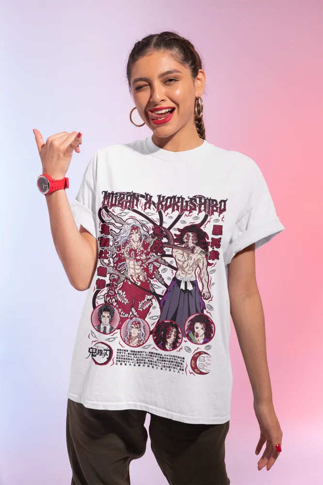 Immerse yourself in this Upper Moon tees, perfect for anime fans. Looking for more Demon Slayer merch? Explore our full collection of anime merch now!