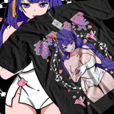 Here at Everythinganimee we have the best anime shirts in the world. 
Step into the world of Raiden Shogun with this mesmerizing tee, featuring the character in an alluring and powerful stance.