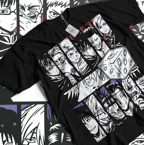 Here at Everythinganimee we have the best anime shirts in the world. Dive deep into the world of "Jujutsu Kaisen" with this epic shirt featuring Gojo Satoru and the rest of the crew.