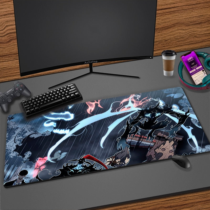 Solo Leveling Mouse Pad Manga Sung Jinwoo Anime Mousepad XXL Large Computer Mouse Mat Rubber Table Carpet 900x400mm Desk Mat Pad, everythinganimee