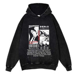 Chainsaw Man Washed Black Streetwear Cotton Vintage Hoodie