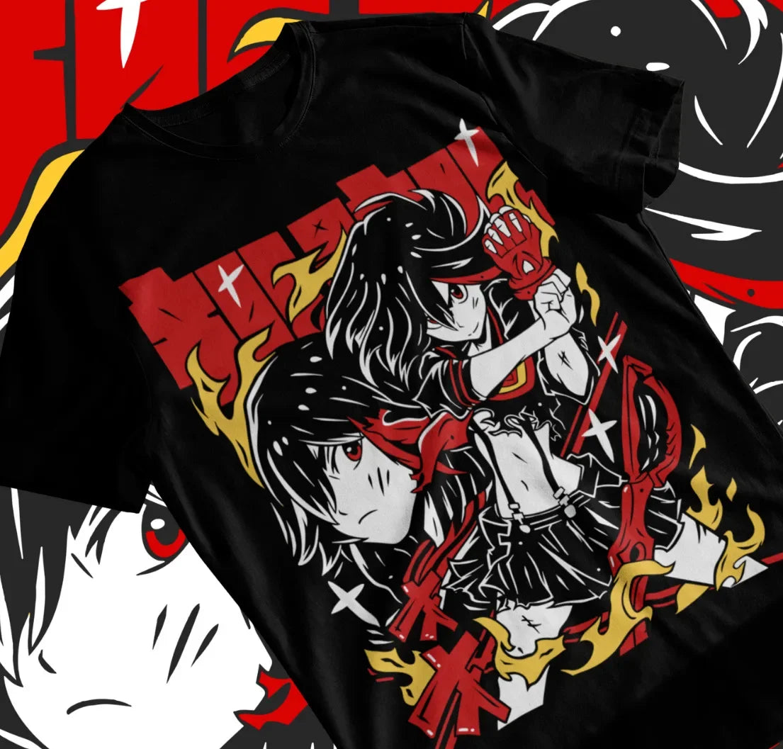 Here at Everythinganimee we have only the best anime merch! Free Global Shipping.
Unleash the fierce spirit of Ryuko Matoi with this bold Kill la Kill T-Shirt, featuring dynamic artwork of the iconic character alongside her sentient uniform, Senketsu.