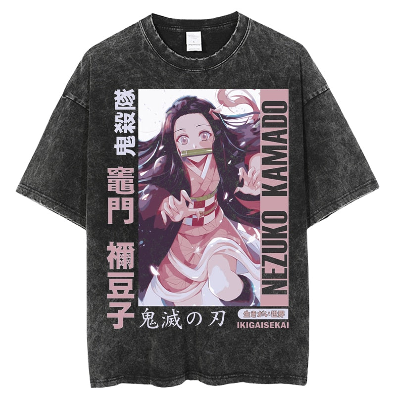 Anime Kimetsu no Yaiba Demon Slayer Washed Tshirts Men Women Inosuke Manga Print Tops Tees for Summer Gothic HarajukuStreetwear Everythinganimee, anime merch, anime gear, anime, anime stuff, buy anime, Manga Otaku Cosplay Japan Animation Shonen Shoujo Seinen Shojo Mecha Fandom Subtitle Dubbed Fanart MyAnimeList MangaStream Studio Ghibli