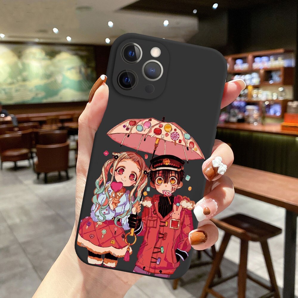 Jibaku Shounen Hanako Kun Toilet-bound Hanako-Kun black Silicone Phone Case For iPhone 13 11 Pro 12 Mini MAX 6 7 8 Plus XS Cover, EVERYTHINGANIMEE