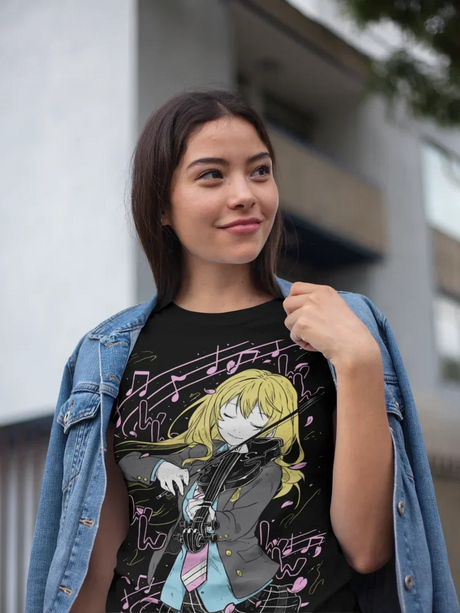 Celebrate the heartfelt melodies of with this enchanting tee featuring the beloved violinist, Kaori Miyazono. If you are looking for more Kaori Merch, We have it all! | Check out all our Anime Merch now!