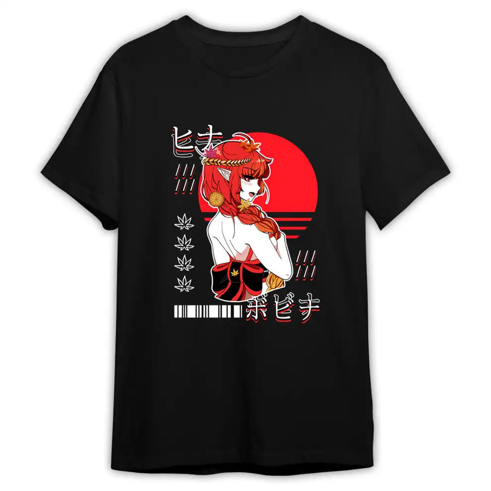 Here at Everythinganimee we have the best anime shirts in the world.
Embrace the stunning artwork of HinaBoBina with this eye-catching tee featuring Aki against a bold red backdrop. The intricate details and vibrant design make it a standout piece in any anime fan's wardrobe.