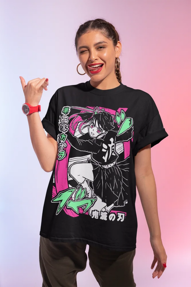 Show off your love for with this dynamic tee featuring the determined and skilled Kanao Tsuyuri. If you are looking for more Demon Slayer Merch, We have it all! | Check out all our Anime Merch now!