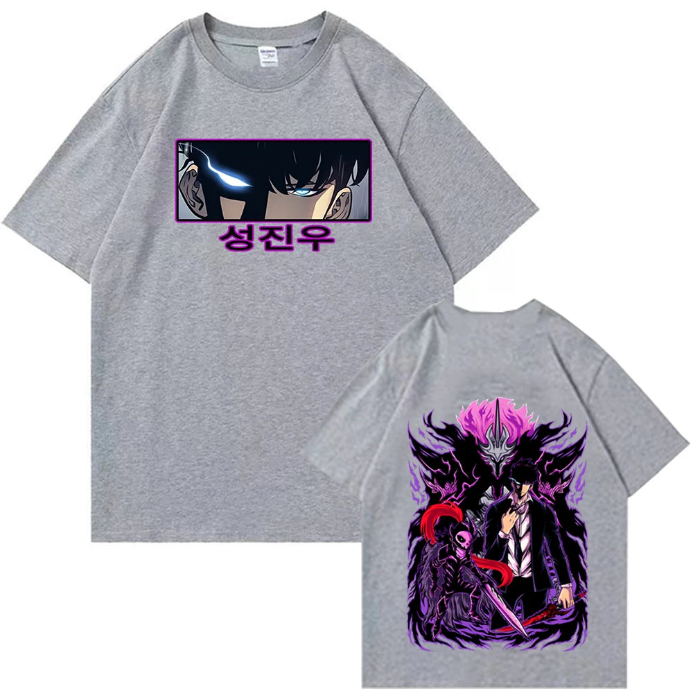 Immerse yourself in this Sung Jin-Woo tees, perfect for anime fans. Looking for more Solo Leveling merch? Explore our full collection of anime merch now!