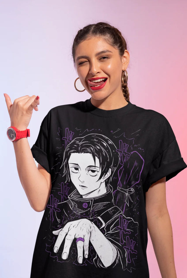 This kawaii tee features the striking character Yuta Okkotsu from Jujutsu Kaisen, perfect for fans. . If you are looking for more Jujutsu Kaisen Merch, We have it all! | Check out all our Anime Merch now!