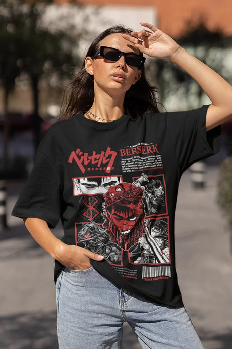 Immerse yourself in this Guts tee, perfect for anime fans. Looking for more Berserk merch? Explore our full collection of anime merch now!