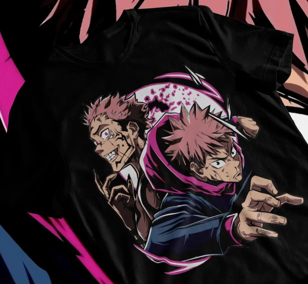 Immerse yourself with this striking tee featuring the unyielding Sukuna & Yuji tee. If you are looking for more Jujutsu Kaisen Merch, We have it all! | Check out all our Anime Merch now!