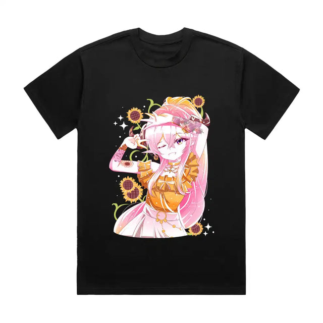 Here at Everythinganimee we have the best anime shirts in the world.
Step into a world of sunshine and magic with the Fey'ri Sunflower Charm Tee from Togichuu. Featuring the enchanting Fey'ri in a vibrant sunflower-inspired design, this tee brings together playful charm and radiant style. 