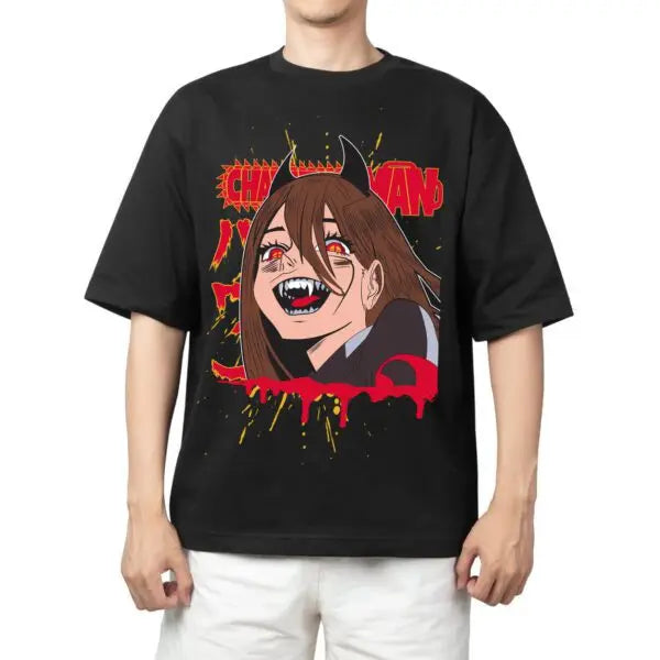 Here at Everythinganimee we have the best anime shirts in the world.
Bring the chaotic energy of Chainsaw Man’s Power to your wardrobe with this bold and wild design. Featuring the fierce and unhinged devil herself, this tee captures Power's intense and unpredictable personality.