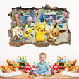 Pokemon cartoon wall stickers window glass room door decoration Pikachu Charizard Eevee Stickers birthday Christmas gift, everythinganimee