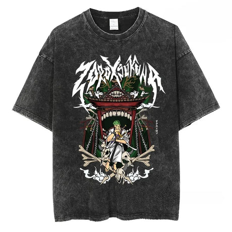 Here at Everythinganimee we have the best anime shirts in the world. 
Step into the fearsome world of Wano with the Zoro Slayer Tee, featuring the legendary swordsman Roronoa Zoro from One Piece.