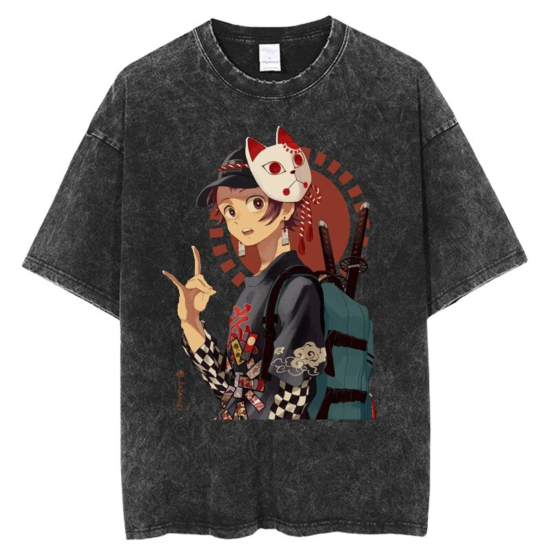 Anime TShirt Men Women Demon Slayer Manga Printed Tshirts 100%Cotton for Summer Harajuku Gothic Streetwear Casual Tops Tees, everythinganimee