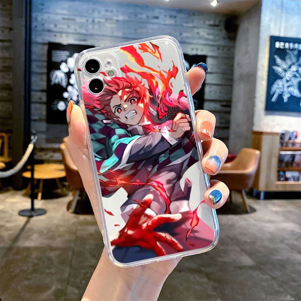 Japan Anime Demon Slayer Case for IPhone 11 12 13 14 Pro Max 6s 7 8Plus X XR XS SE Phone Case Kimetsu No Yaiba TPU Cover Coque, everythinganimee