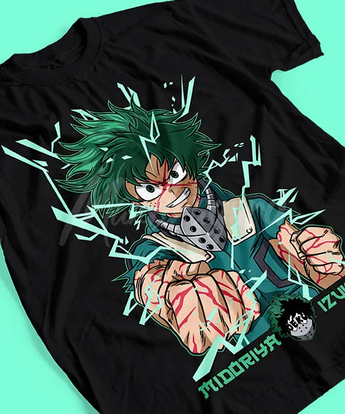 Here at Everythinganimee we have the best anime shirts in the world.
Unleash your inner hero with this electrifying Midoriya Izuku shirt from My Hero Academia. Featuring Deku in full action mode, this tee captures the raw energy and determination of everyone's favorite hero-in-training.