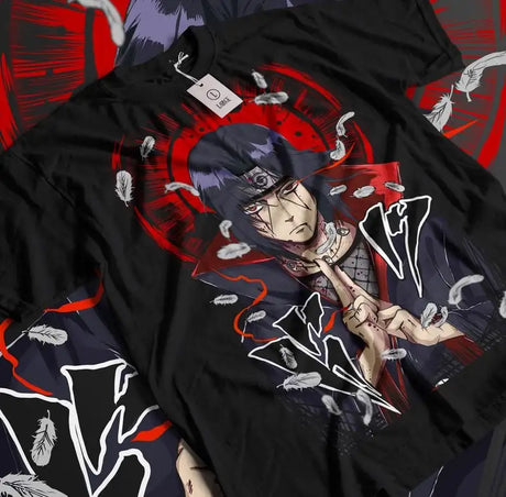 Here at Everythinganimee we only have the best shirts in the world! Step into the world of the legendary Uchiha clan with this striking Itachi Uchiha tee. Showcasing Itachi in his iconic pose with a captivating red and black backdrop, this design brings his Genjutsu prowess to life. 