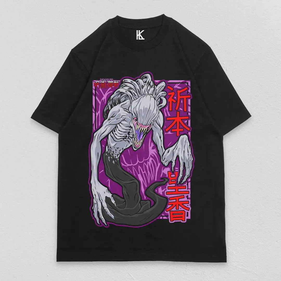 Here at Everythinganimee we have the best anime shirts in the world.
Step into the darker side of Jujutsu Kaisen with this haunting Cursed Spirit design. This tee captures the eerie presence of one of the most terrifying cursed spirits in the series.