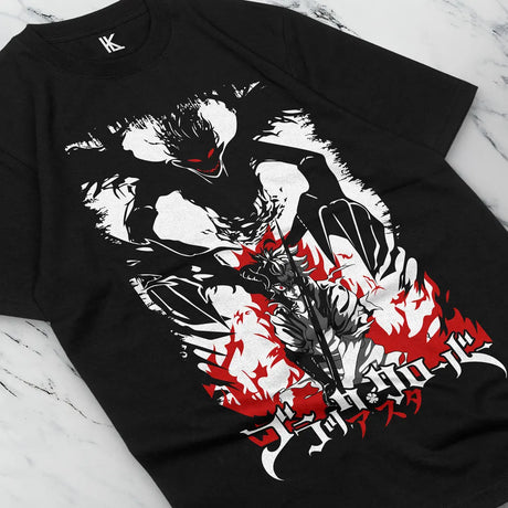 Here at Everythinganimee we have the best anime shirts in the world.
Unleash the power of Asta and his Shadow Demon in this intense Black Clover tee. Featuring bold artwork that showcases Asta and his formidable demon companion, this shirt is perfect for fans who admire Asta’s determination and strength.