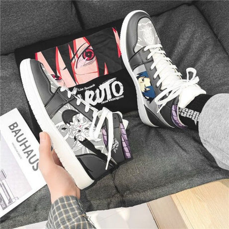 Anime peripheral Naruto joint aj men's shoes autumn Putian high-top basketball trendy shoes Air Force No. 1 men's board sasuke style, everythinganimee