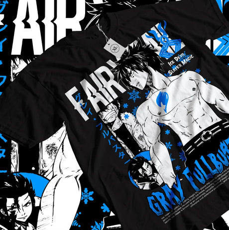 Here at Everythinganimee we have the best anime shirts in the world. 
Showcase your love for Fairy Tail and its iconic ice mage with this bold Gray Fullbuster tee. 