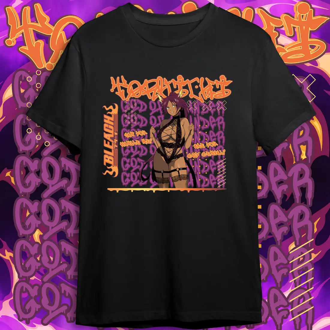 Here at Everythinganimee we have the best anime shirts in the world.
Unleash your inner strength with this stunning Yoruichi Shihouin shirt from Bleach! Featuring her iconic look and fierce attitude, this tee is a tribute to the goddess of speed and stealth. 