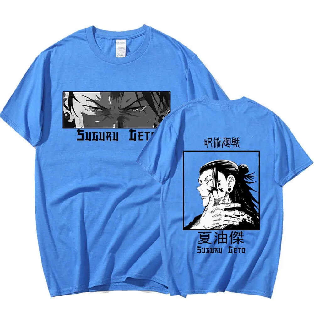 This tee captures the magic of Suguru Geto. If you're looking for more Jujutsu Kaisen merch, we have it all! Check out our anime merch now—free shipping!