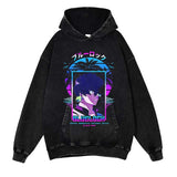 Bluelock Washed Black Streetwear Cotton Vintage Hoodie