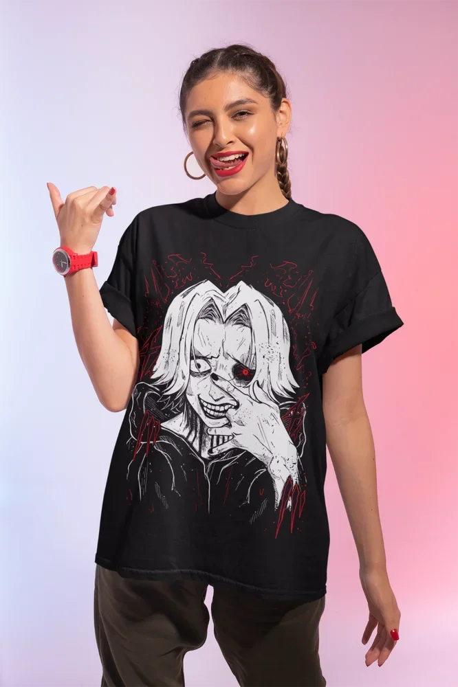 Here at Everythinganimee we have only the best anime merch! Free Global Shipping.
Unleash the power of the Tokyo Ghoul with this amazing tee. Featuring a bold and intense design.